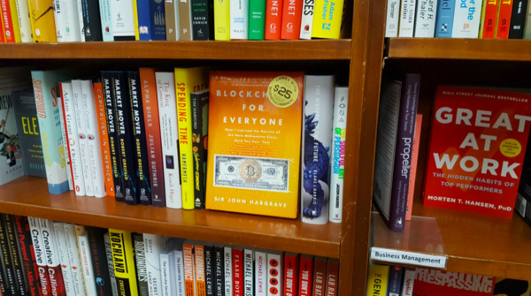 Blockchain for Everyone Book on a store shelf.